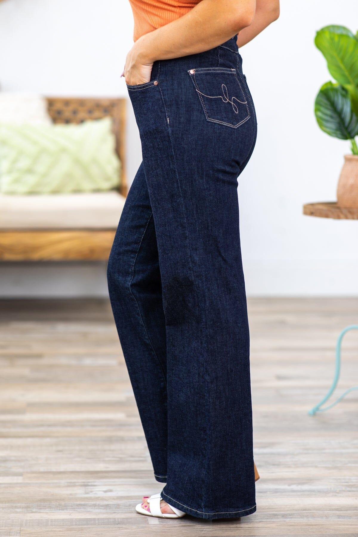 Judy Blue Dark Washed Wide Leg Jeans Product Image