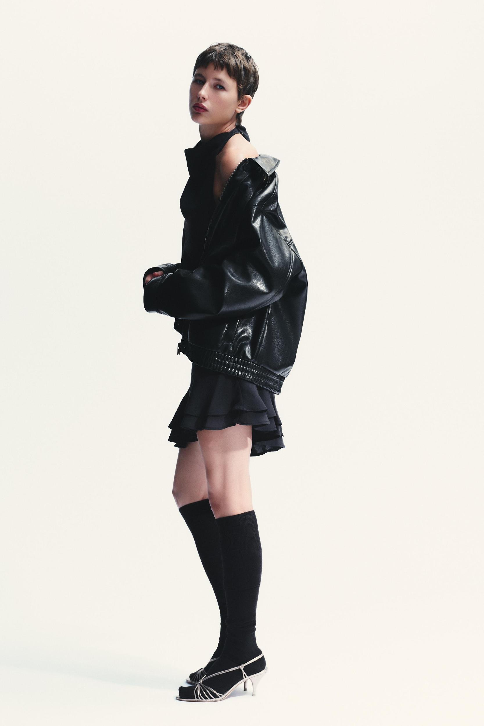 FAUX LEATHER BOMBER JACKET Product Image