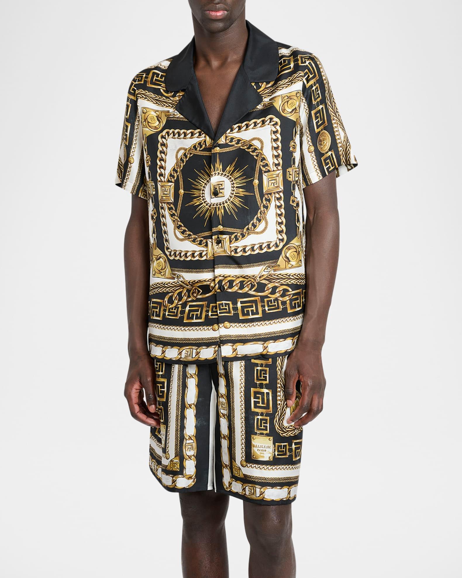 Men's Foulard Chaines Short-Sleeve Pajama Shirt Product Image