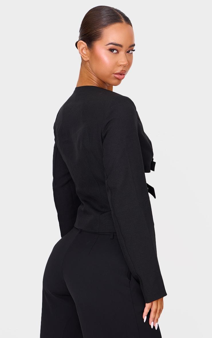 Black Buckle Cropped Blazer Product Image