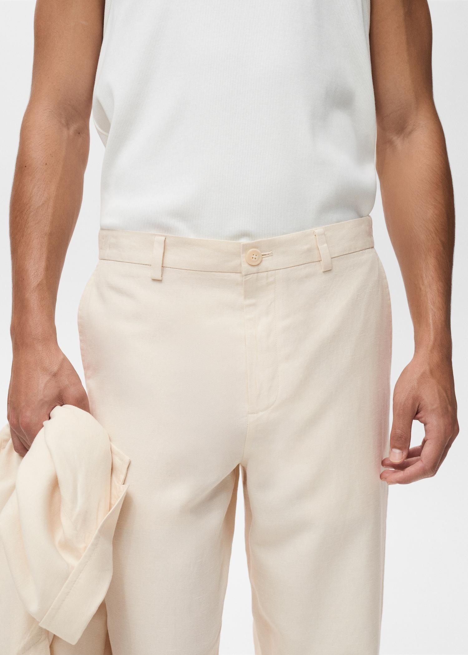 Linen-lyocell blend suit pants - Men | MANGO USA Product Image