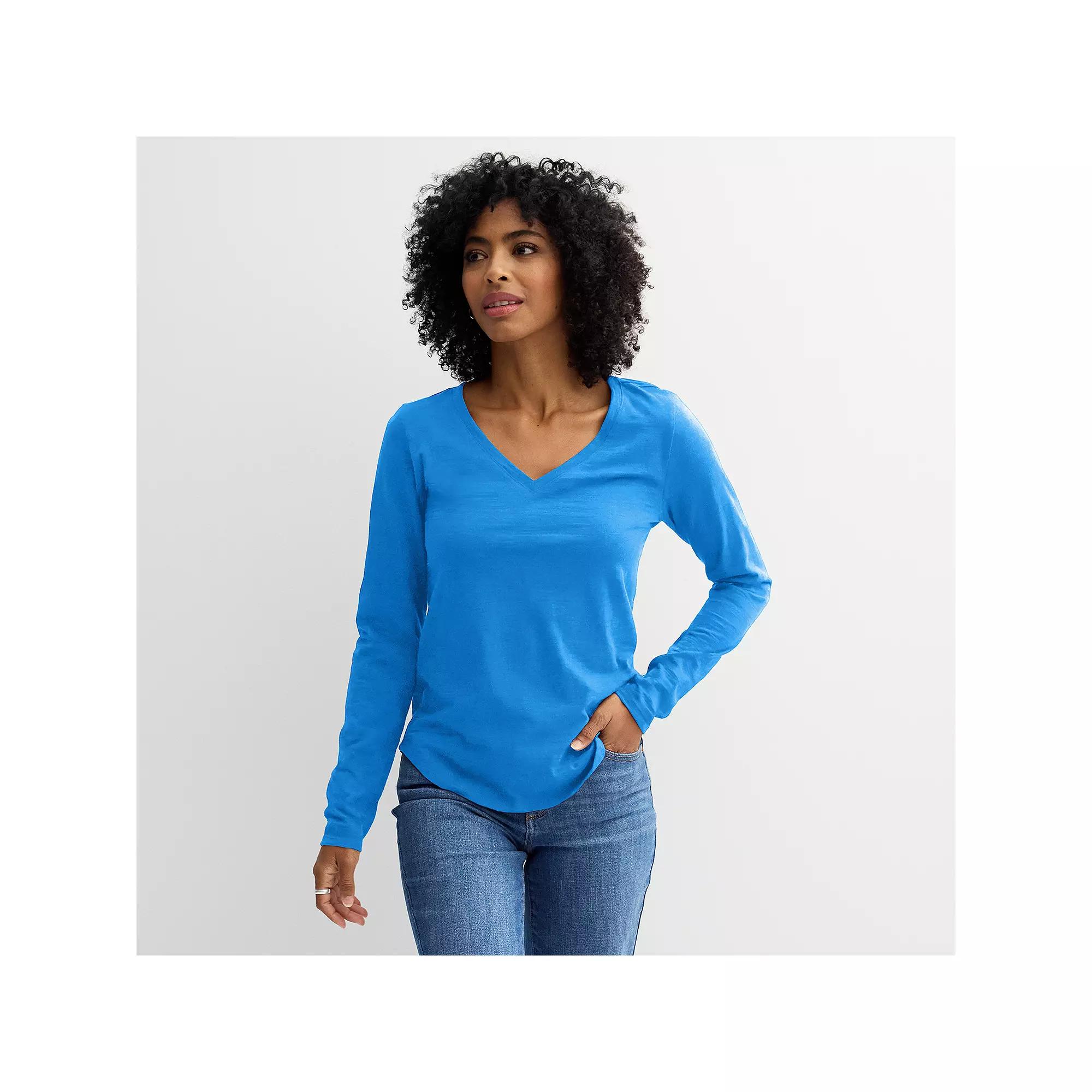 Women's Sonoma Goods For Life® Everyday Long Sleeve V-Neck T-Shirt,  Product Image