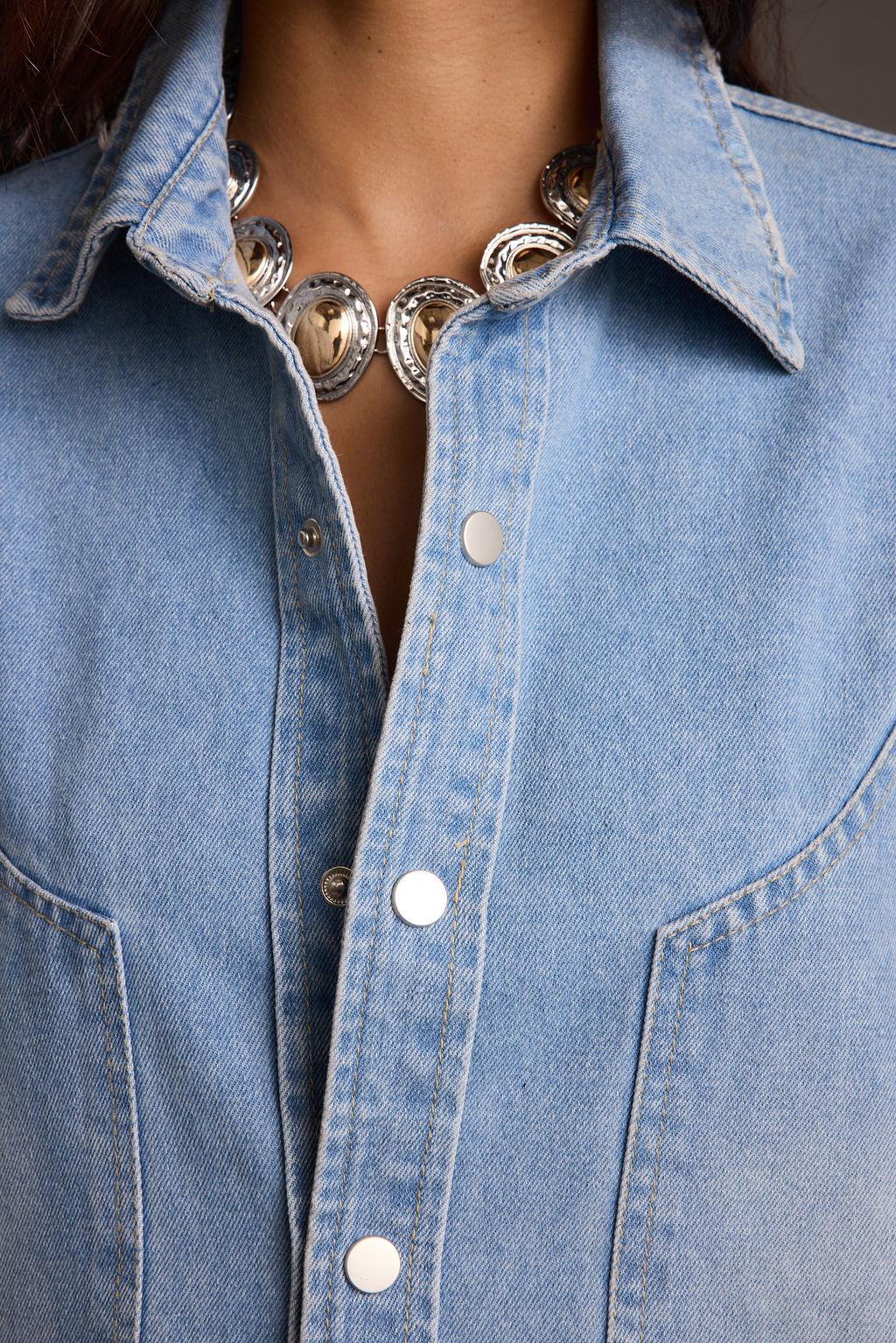 Rocky Light Denim Button Down Top Product Image