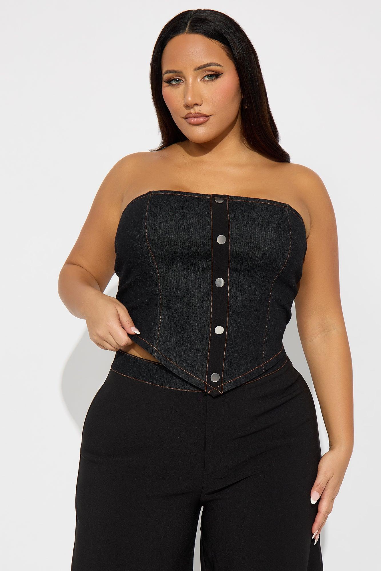 Leah Strapless Wide Leg Pant Set - Black Female Product Image