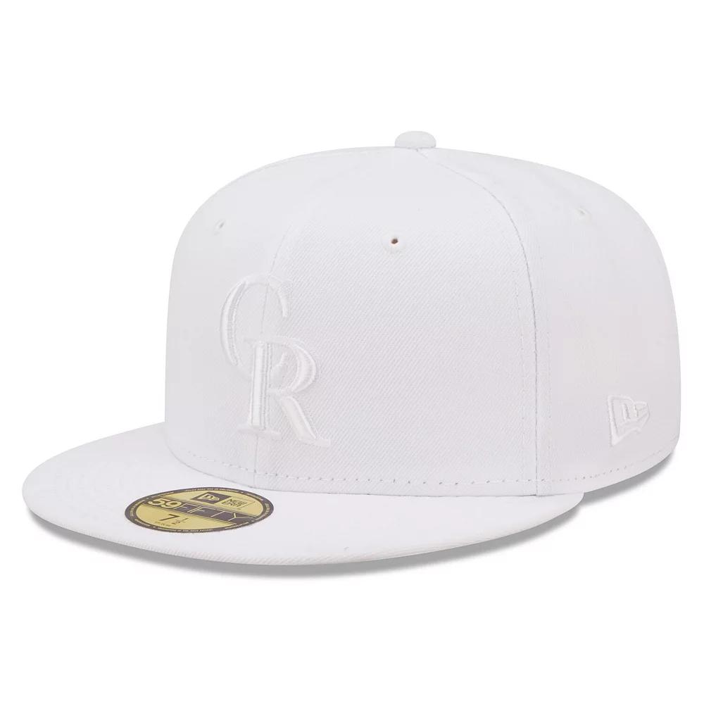 Men's New Era Colorado Rockies White on White 59FIFTY Fitted Hat, Size: 7 3/4 Product Image