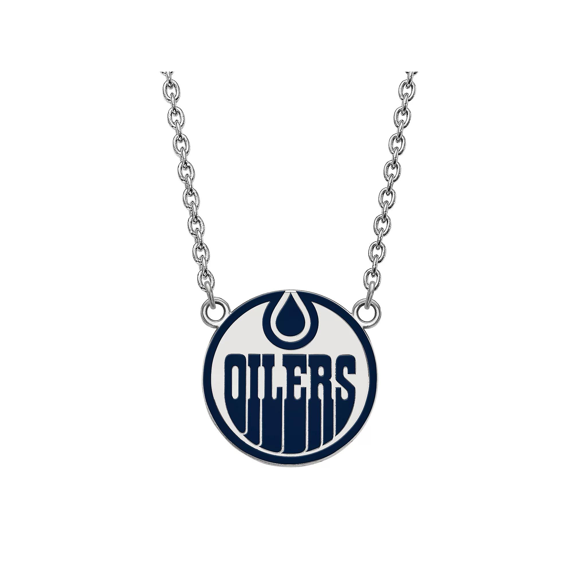 LogoArt Sterling Silver Edmonton Oilers Large Enameled Pendant Necklace, Women's, Size: 18" Product Image