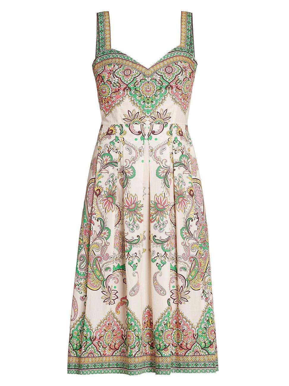 Womens Paisley Bordura Cotton Sweetheart Dress Product Image