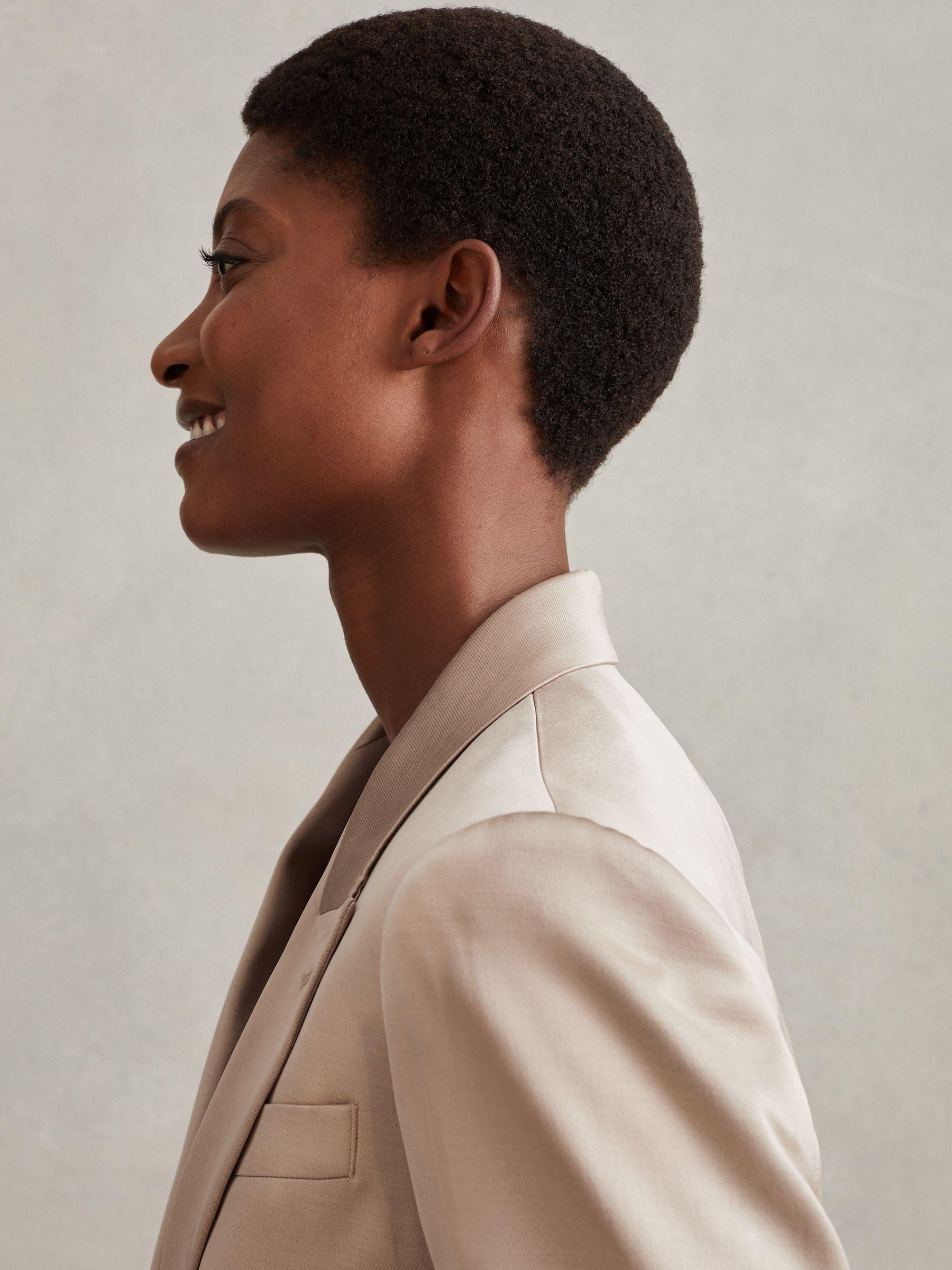 Satin Single Breasted Suit Blazer in Gold Product Image