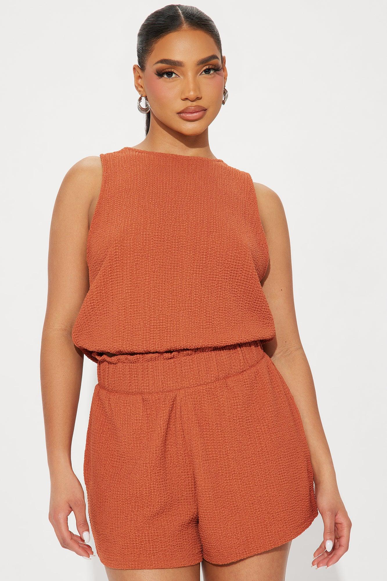 Viana Textured Short Set - Rust Product Image