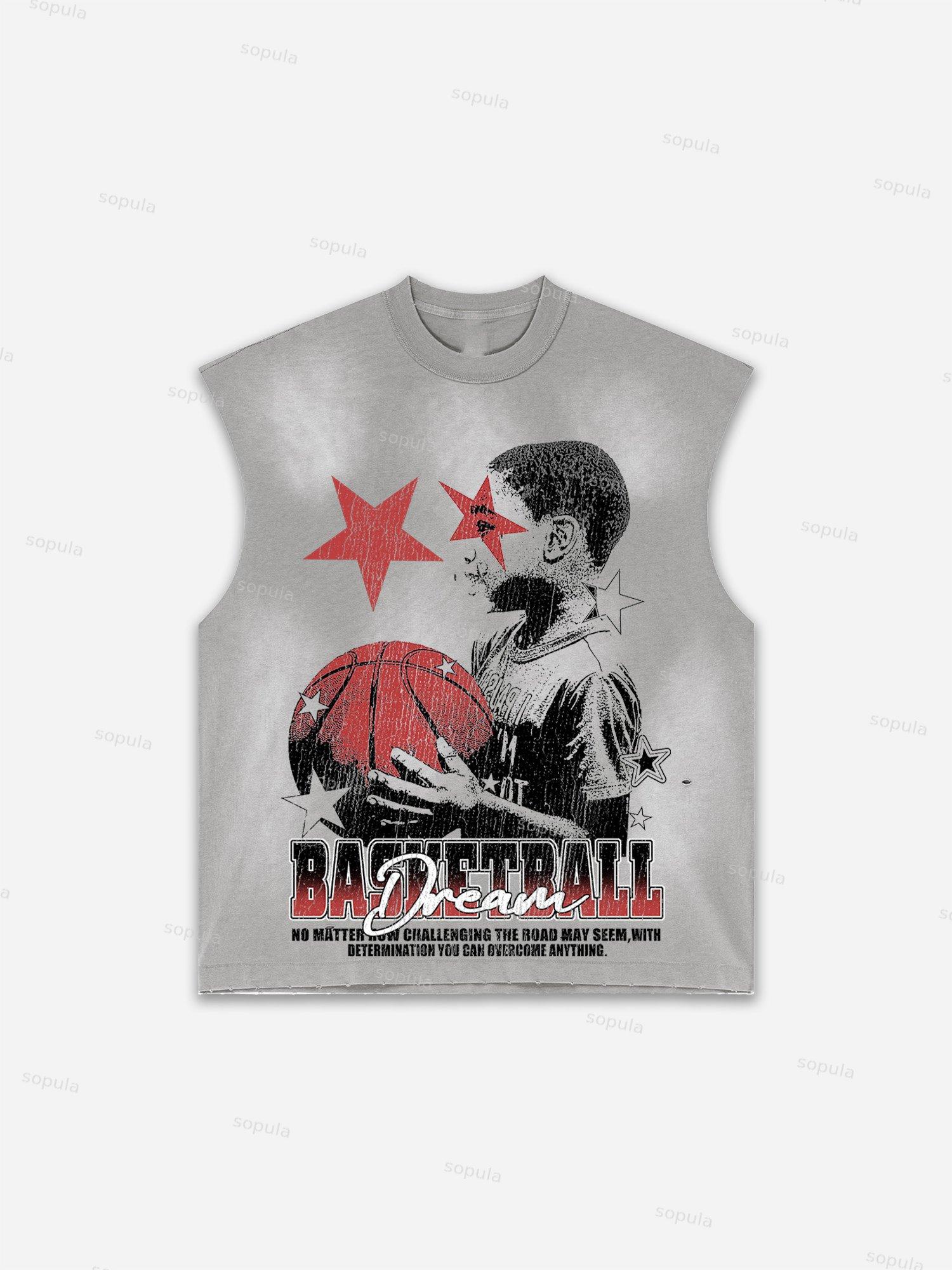 Basketball Dreams Boys Print Distressed Tank Top Product Image