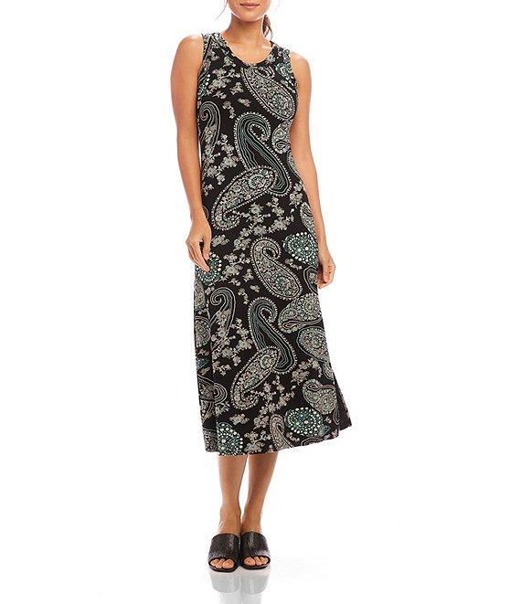 Karen Kane Print Scoop Neck Sleeveless Midi Dress Product Image