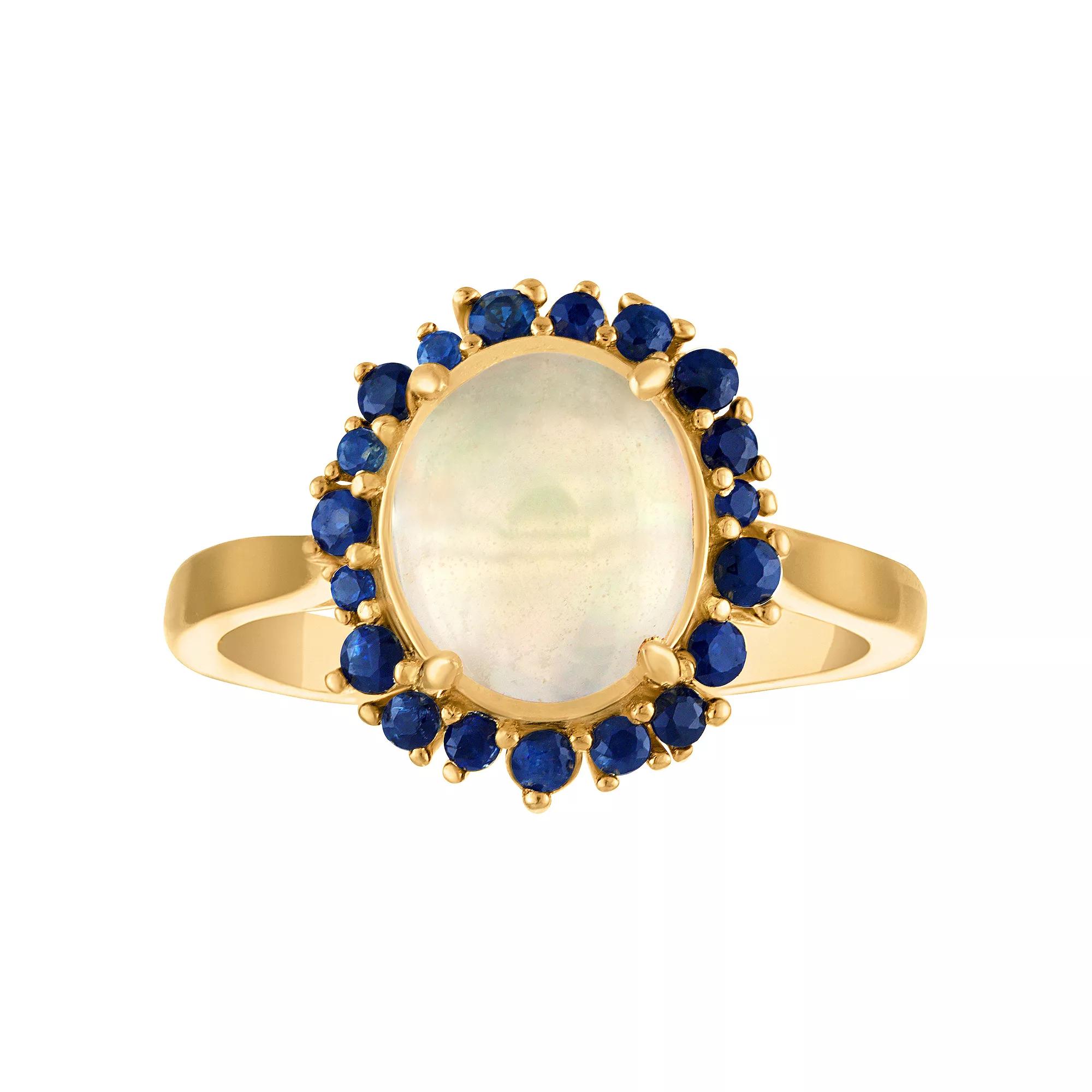 Tiara 14k Gold Over Sterling Silver Opal & Sapphire Ring, Women's, Size: 10, Gold Tone Product Image