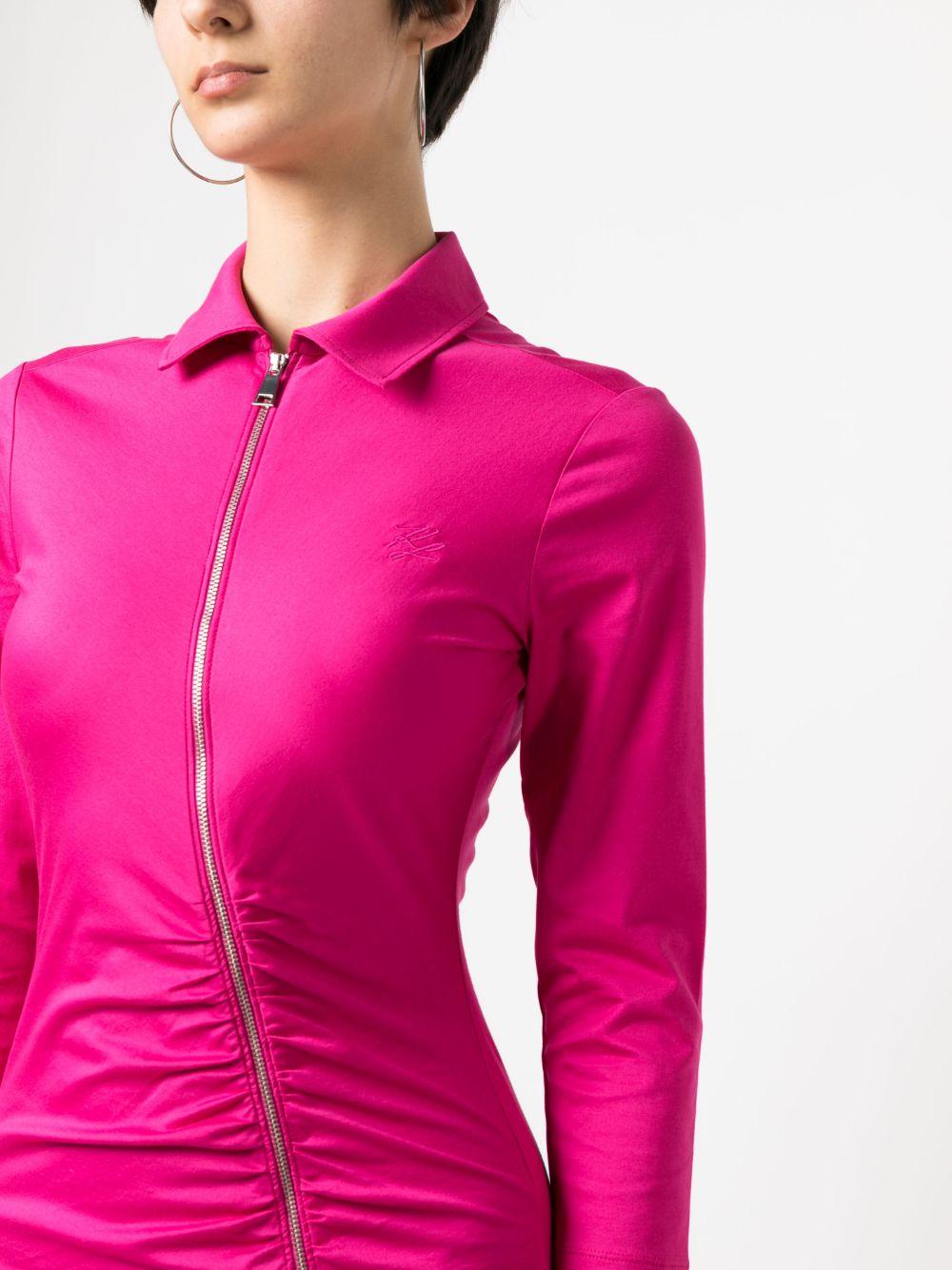 long-sleeve ruched cotton dress Product Image