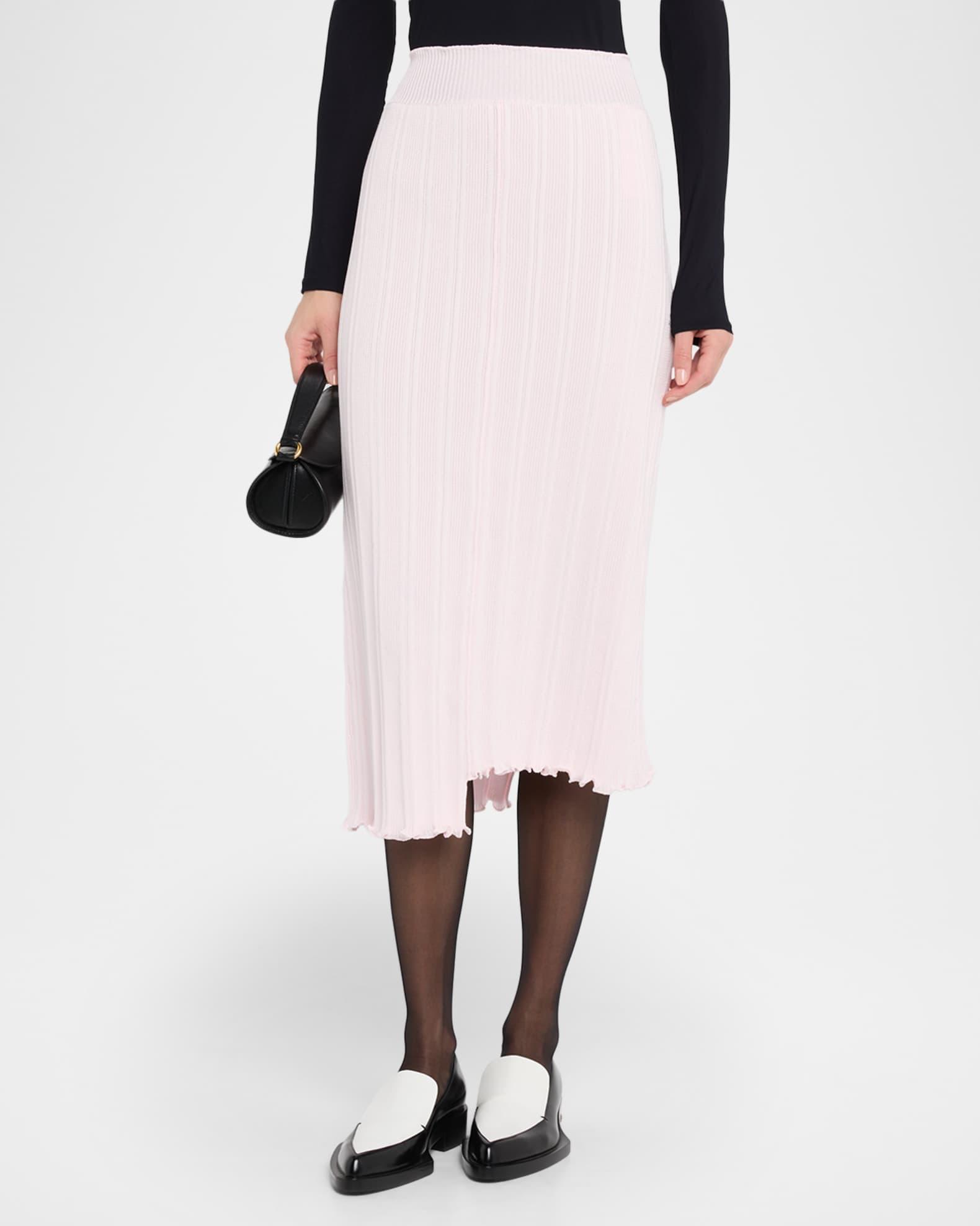 Asymmetric Fine Ribbed Cotton Skirt Product Image