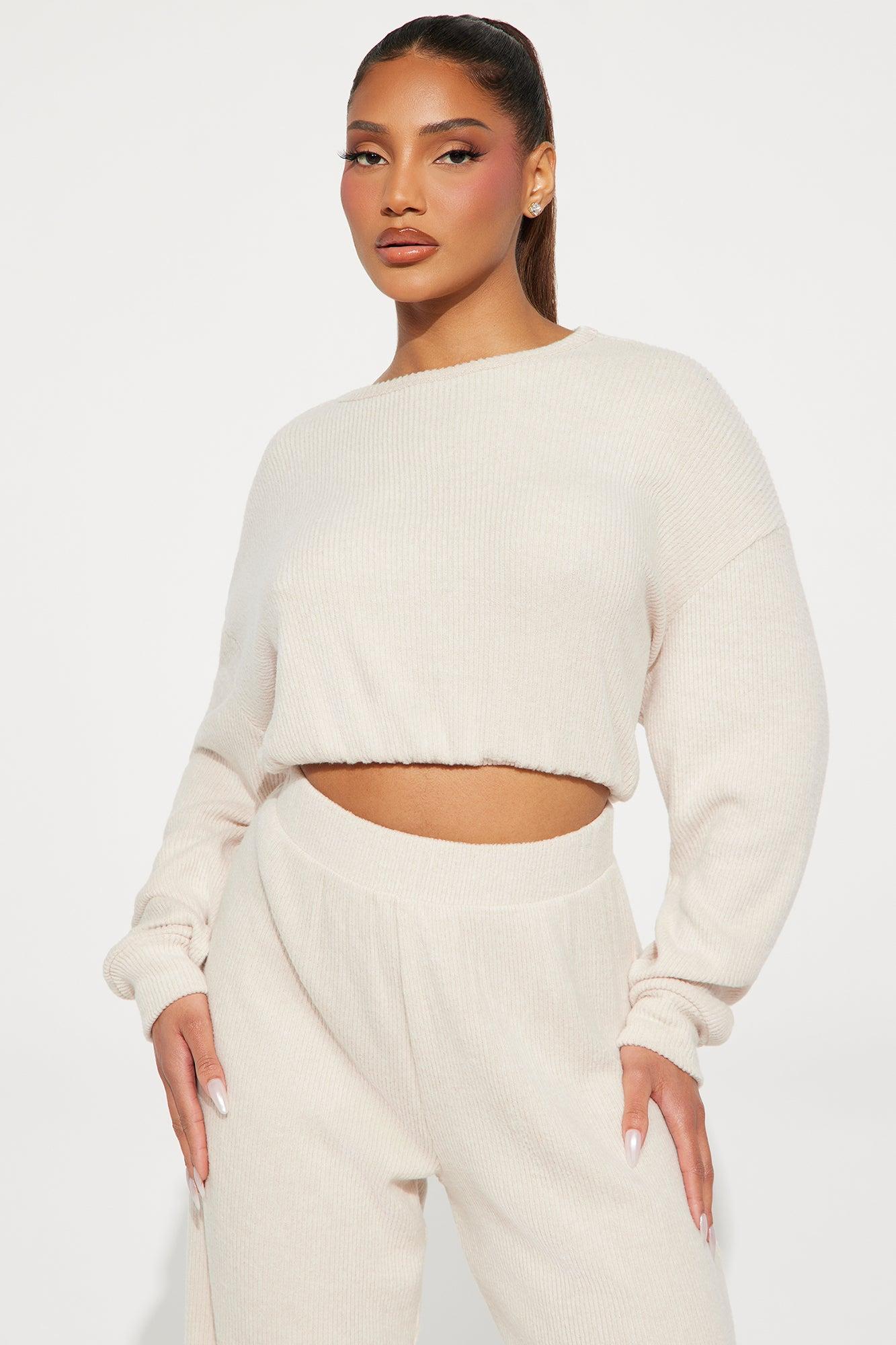 Weekend Errands Wide Leg Pant Set - Cream Product Image