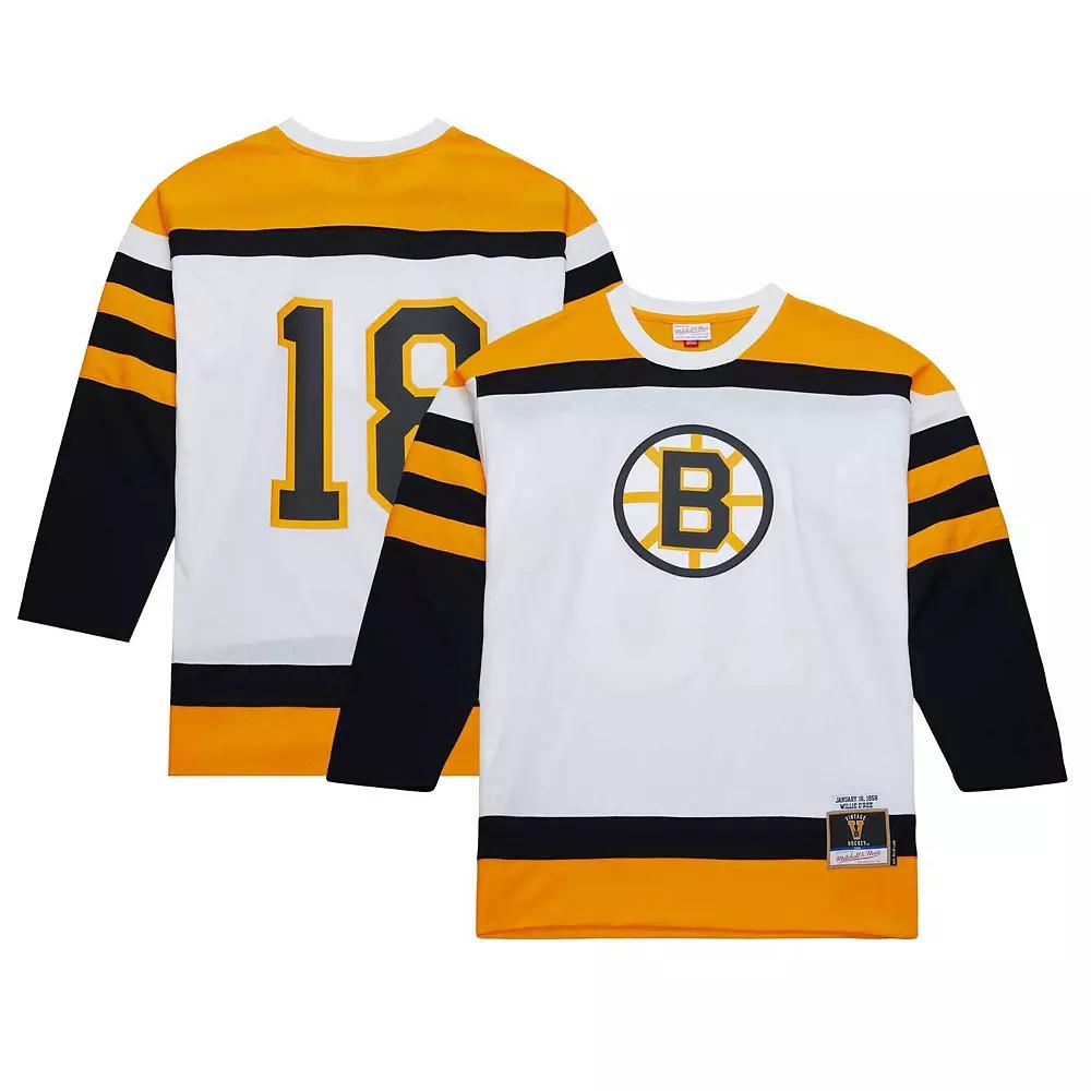 Men's Mitchell & Ness Willie O'Ree White Boston Bruins 1958 Blue Line Player Jersey, Size: Medium Product Image