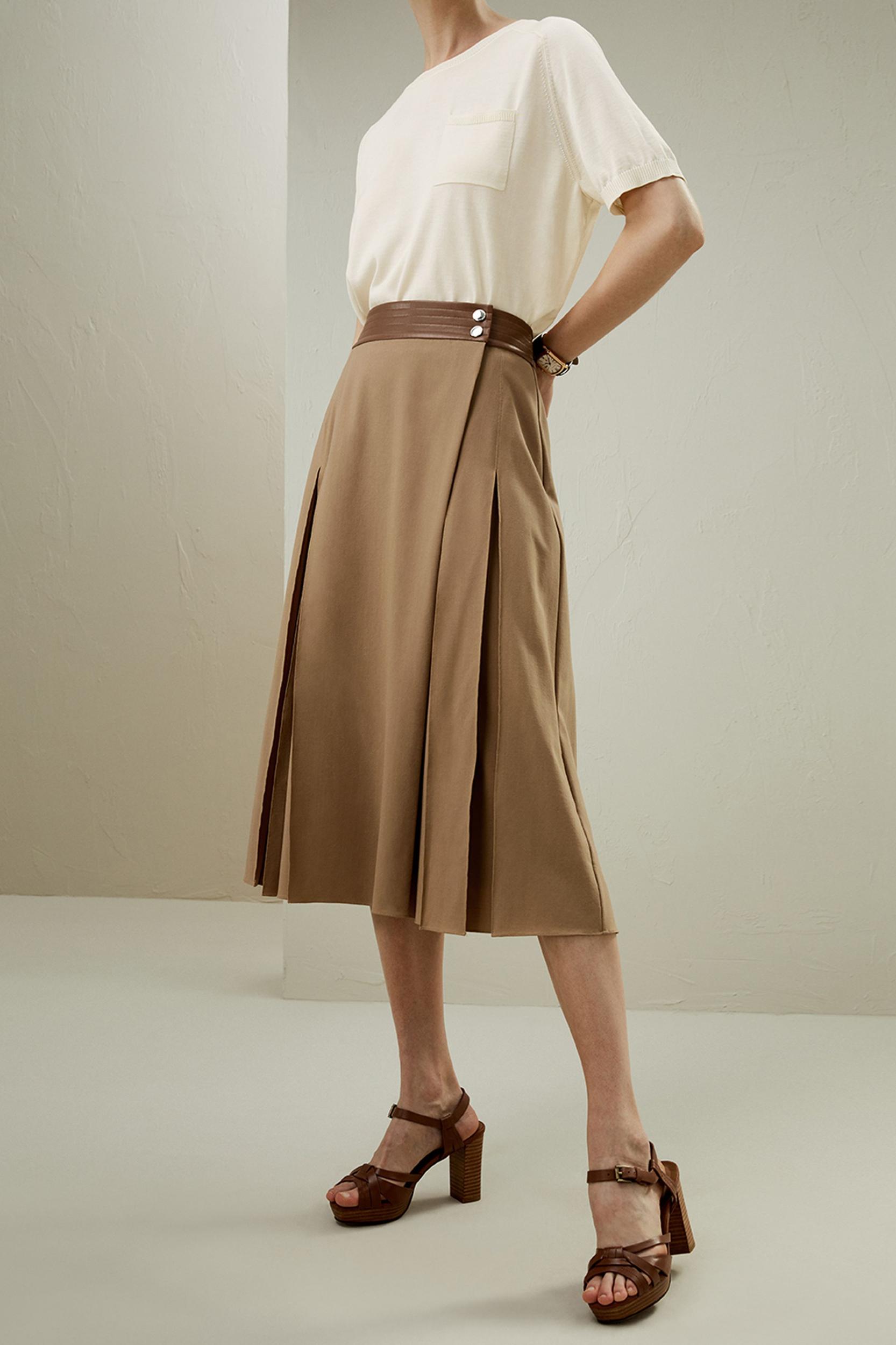 Merino Wool Wrap Midi Skirt Product Image