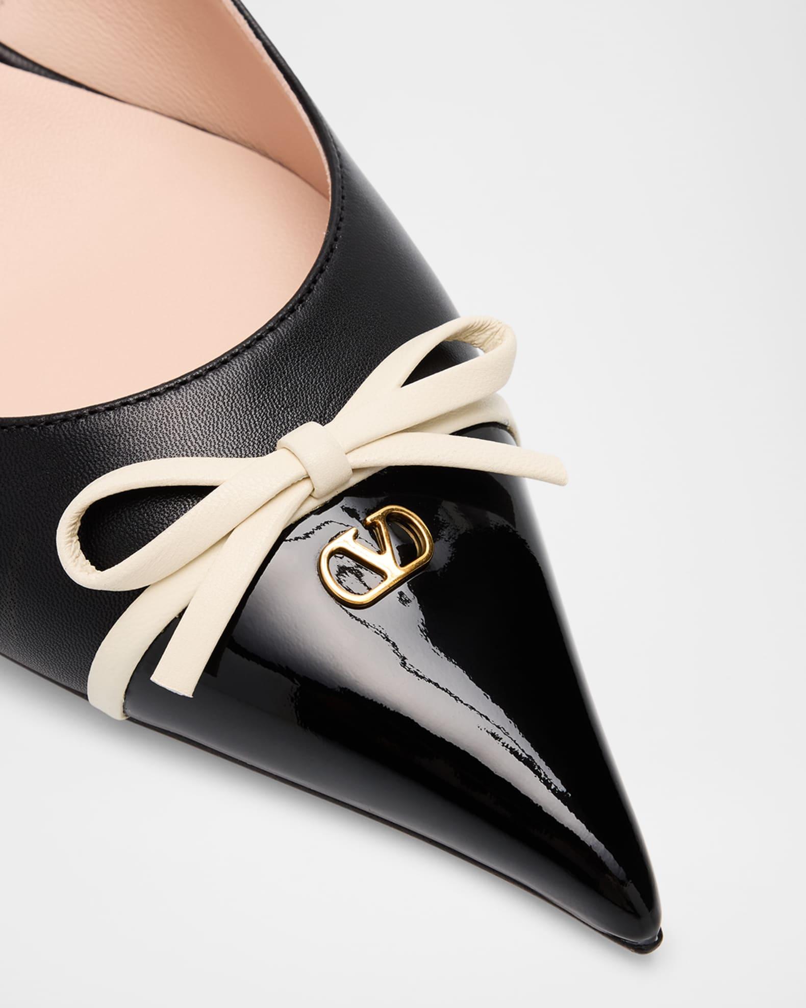 Patent Cap-Toe Leather Kitten Slingback Pumps Product Image