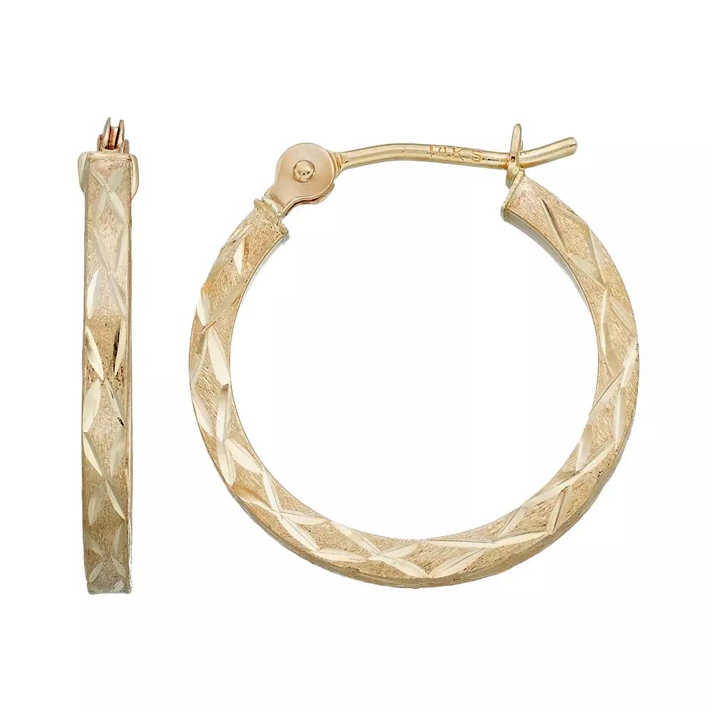 Forever 14K Textured Hoop Earrings, Women's, 14k Gold Product Image