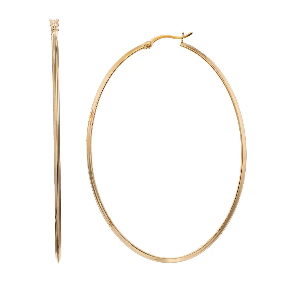 14k Gold Over Silver Oval Hoop Earrings, Women's Product Image