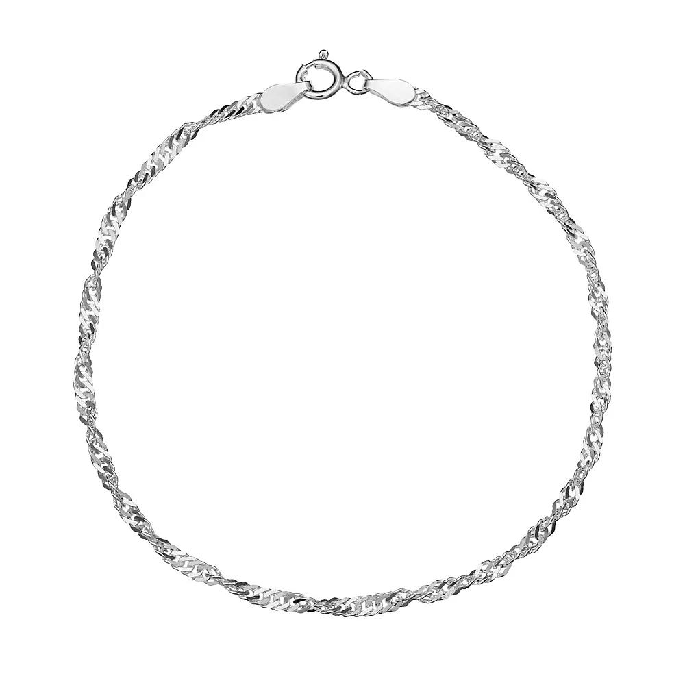 PRIMROSE Sterling Silver Rope Chain Bracelet, Women's, Size: 8", Grey Product Image