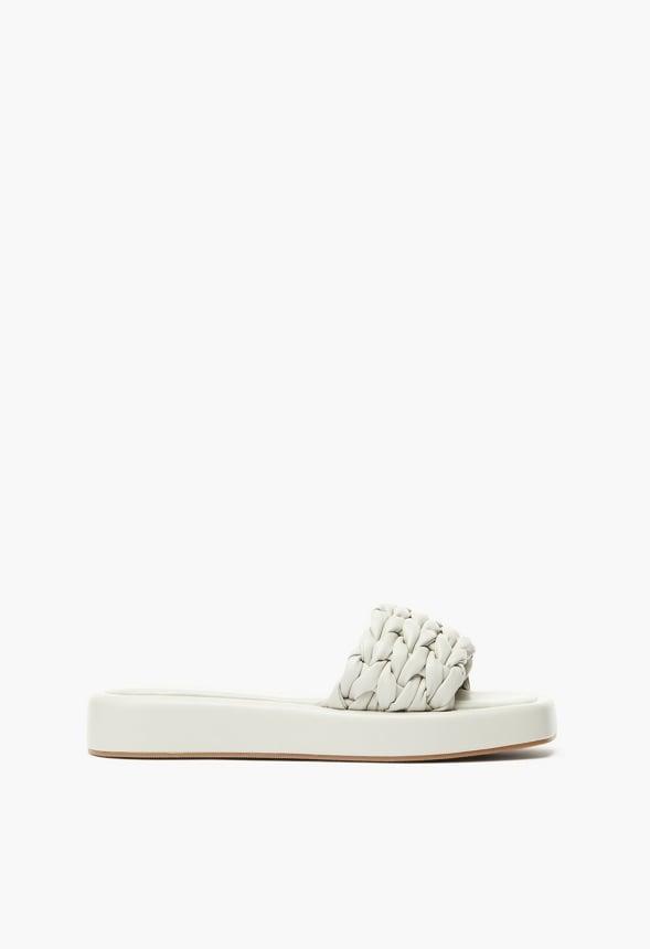 JustFab Margaux Platform Loafer Pump Womens Black/ White Size 8.5 Product Image