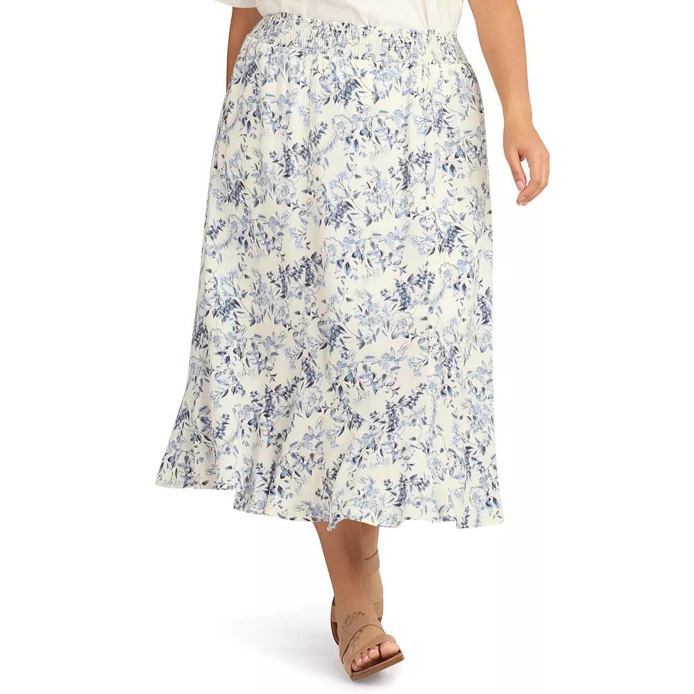 Plus Size AB Studio Pull On Elastic Waist Skirt, Womens Product Image