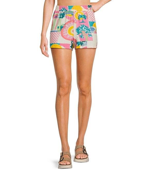 Honey & Sparkle Printed Mid Rise Elastic Waist Coordinating Shorts Product Image