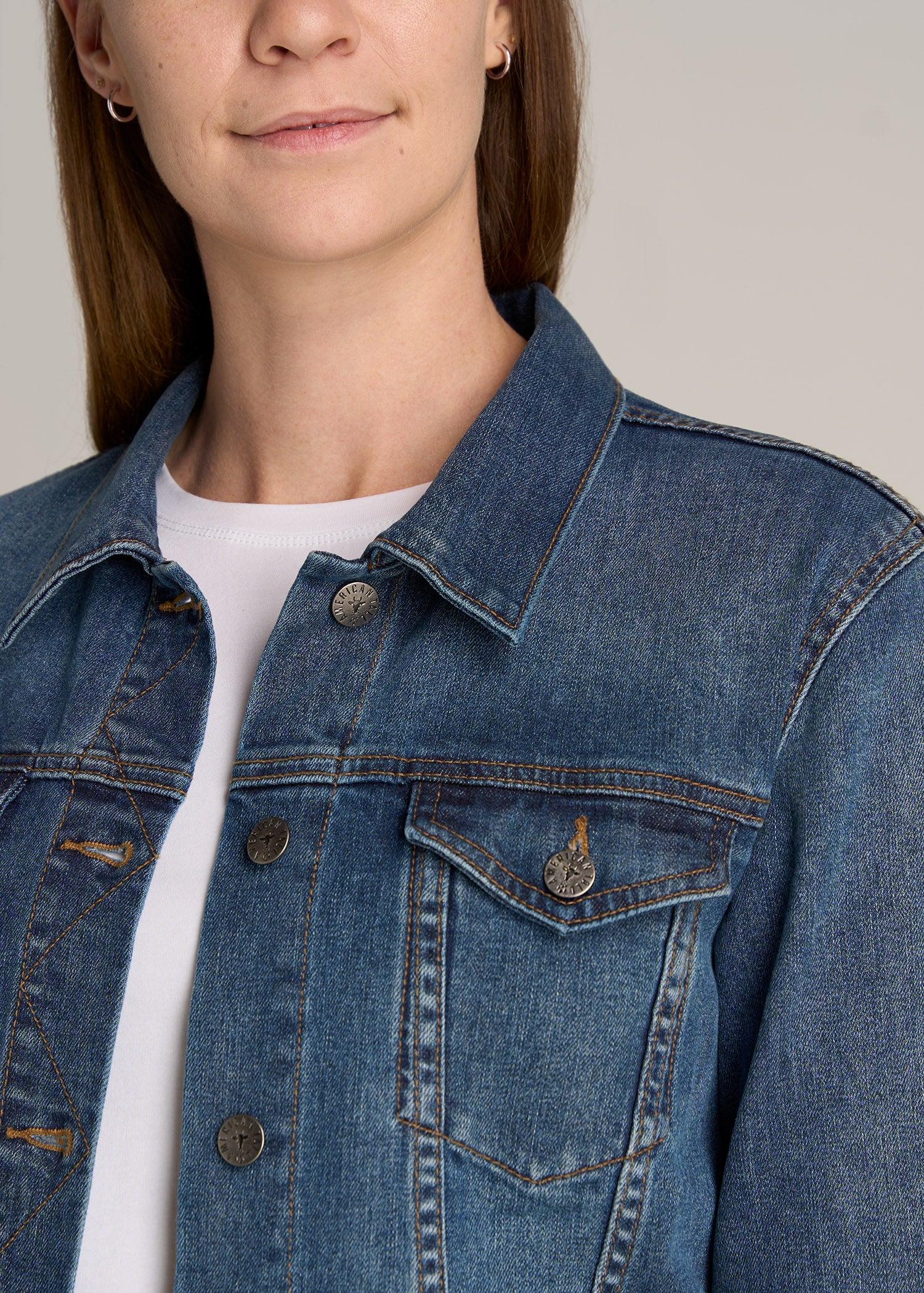 Denim Jacket for Tall Women in Vintage Medium Blue Female Product Image