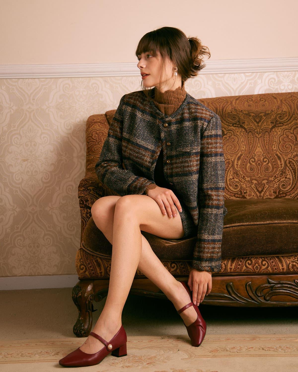 The Brown Striped Single Breasted Jacket Product Image