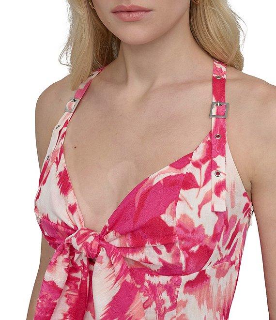 DKNY by Donna Karan Floral Print Bow Front Midi Dress Product Image