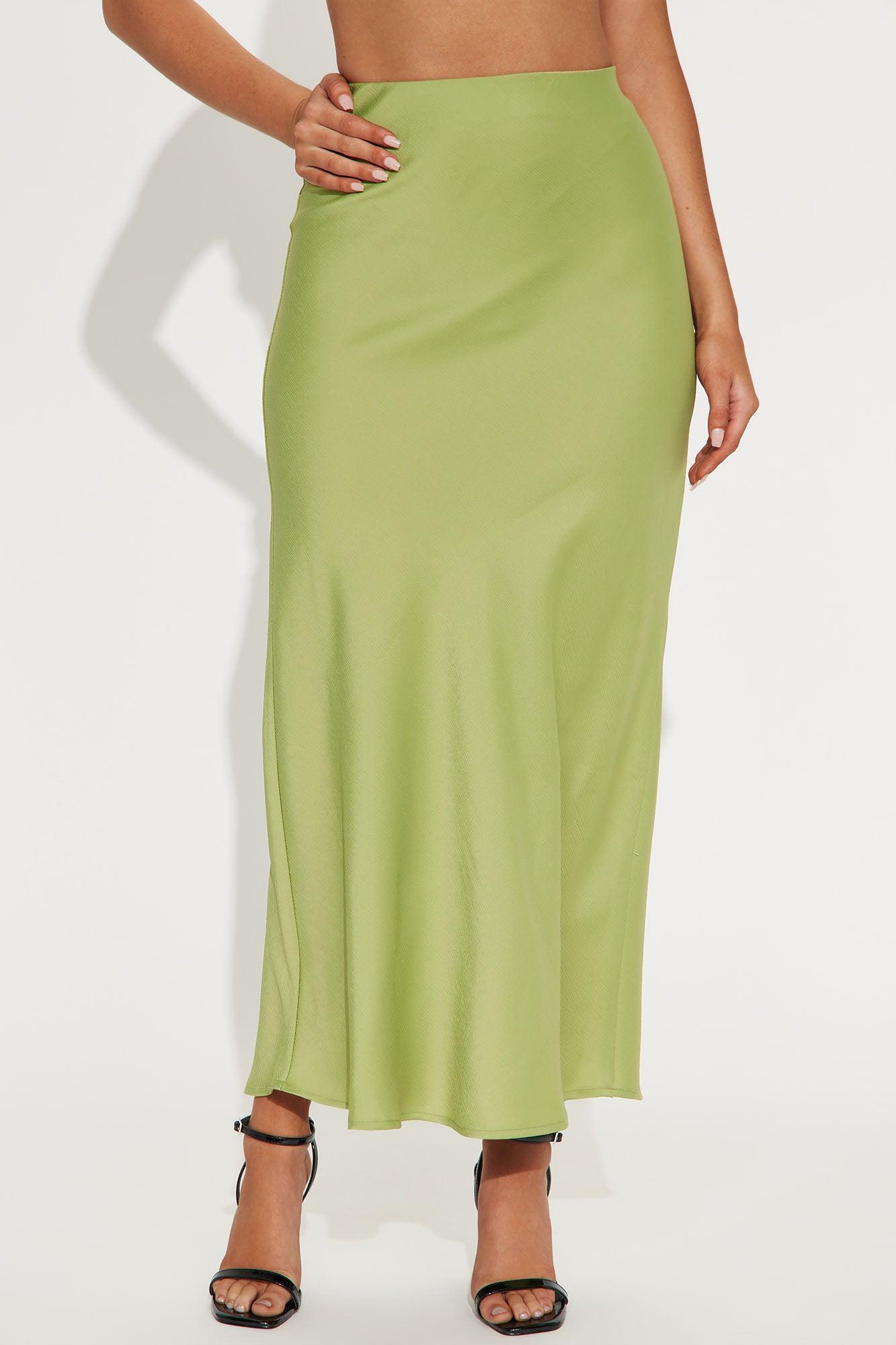 Brunch to GNO Satin Maxi Skirt - Sage Product Image