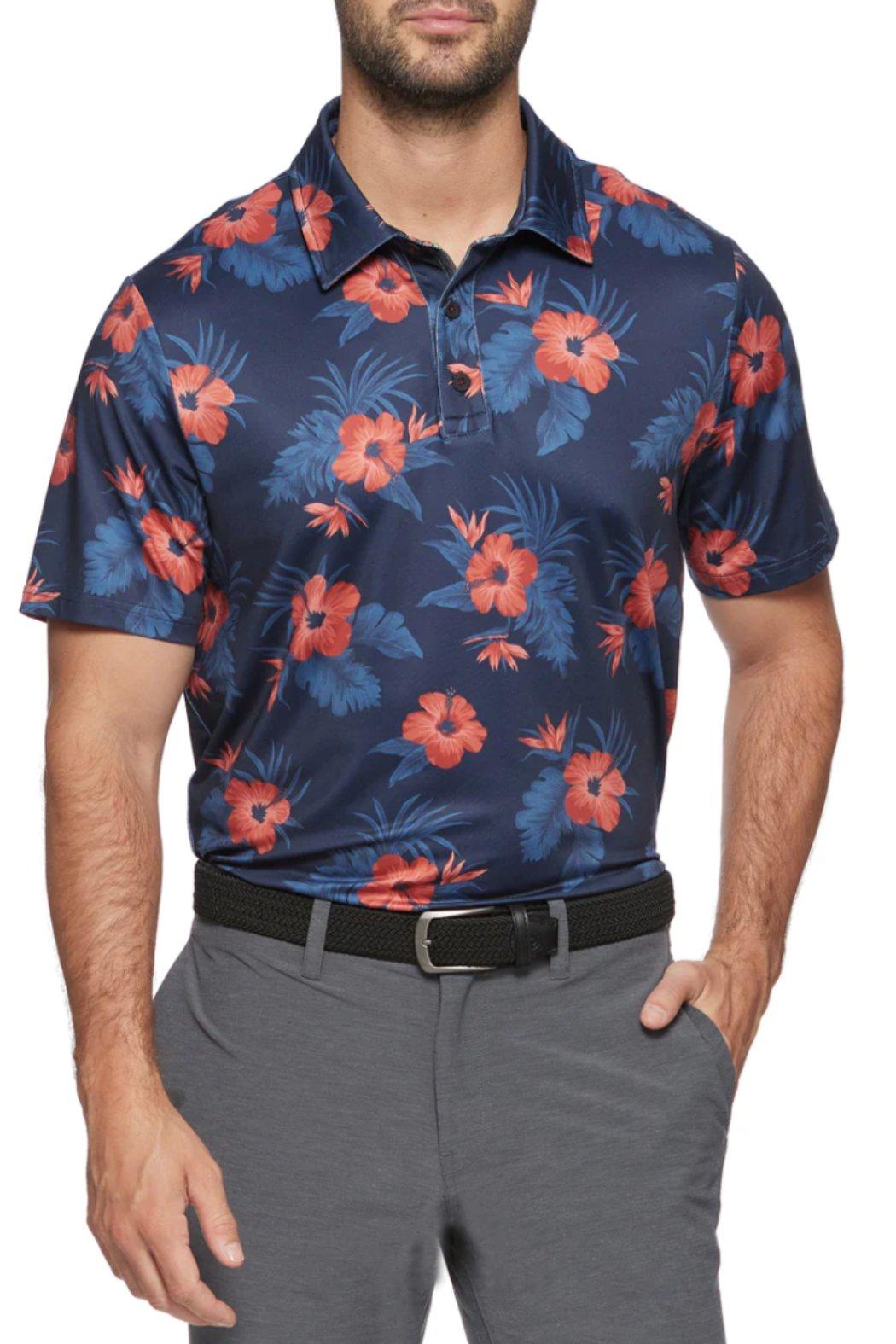 Tampa Hibiscus Print Polo Product Image