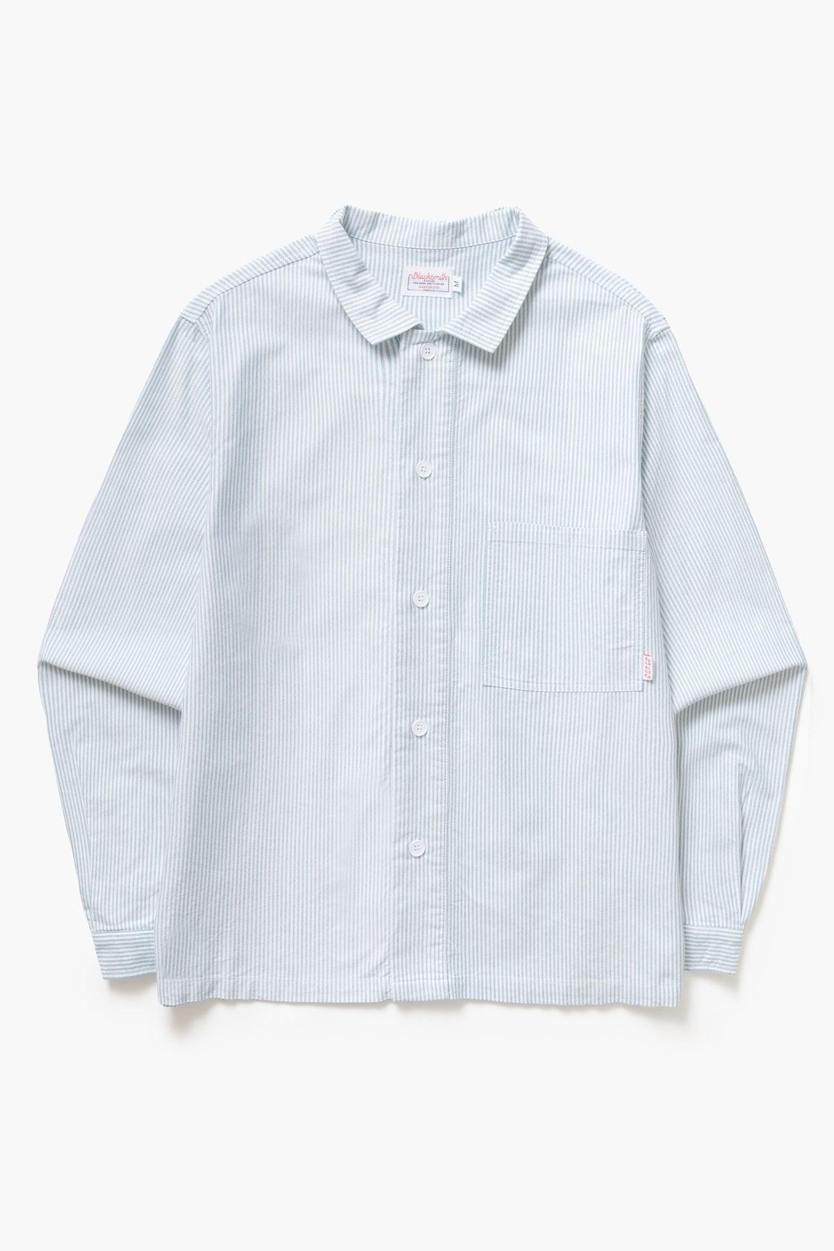 Blacksmith - 'Boxford' Utility Shirt - Green Stripe Product Image