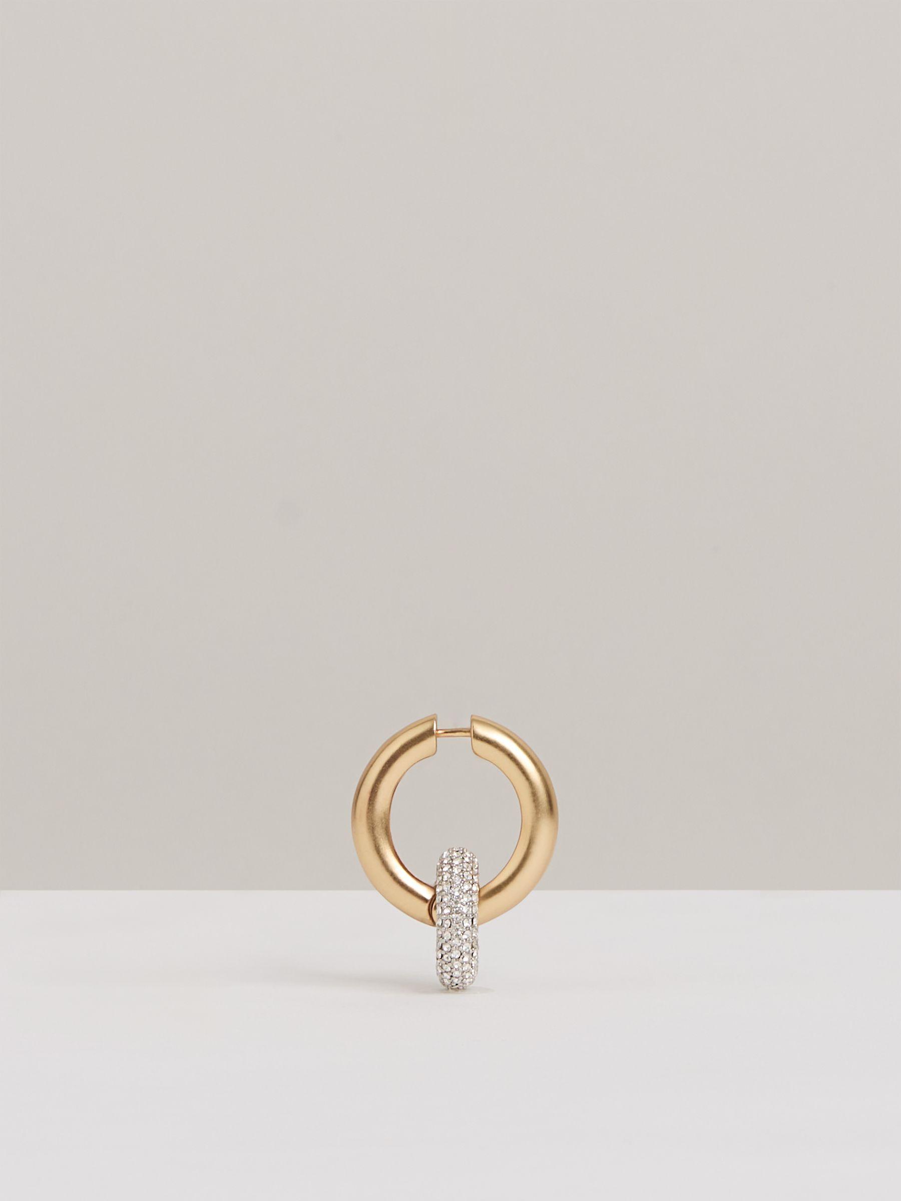 Pavé Link Hoop Earrings in Gold Tone Product Image