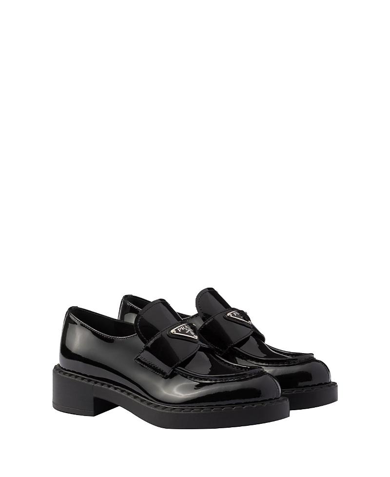 Prada Womens Chocolate Patent Leather Loafers Product Image