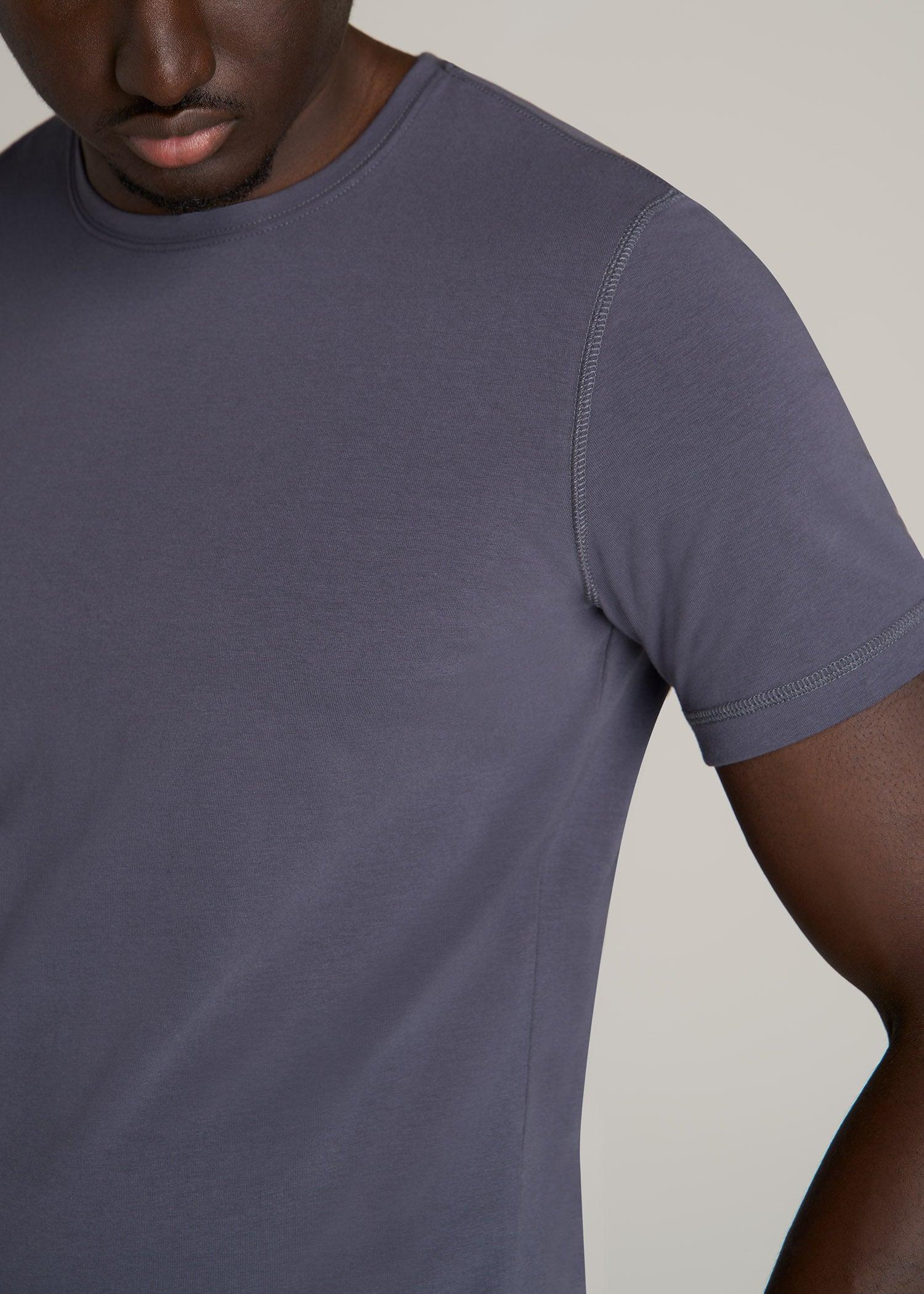 The Essential SLIM-FIT Crewneck Tee for Tall Men in Grey Blue Product Image