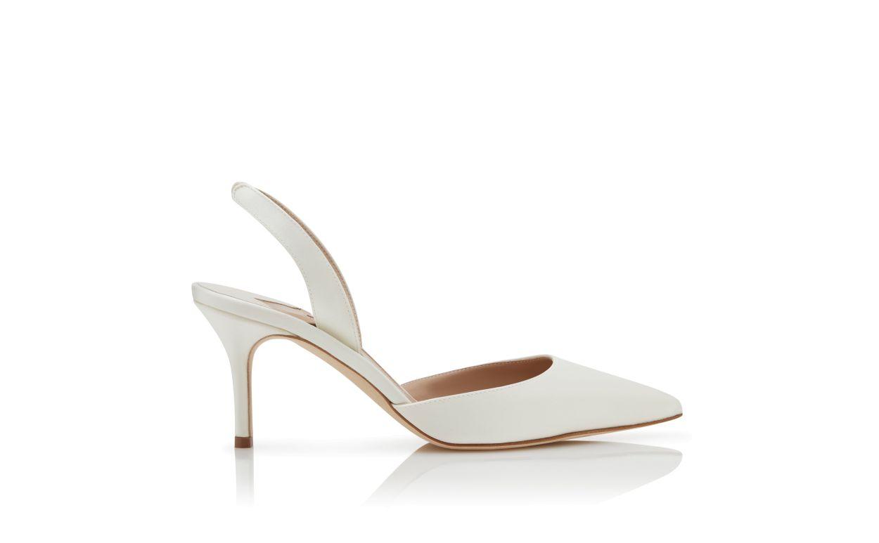 CAROLYNE 70 Light Cream Satin Slingback Pumps Product Image