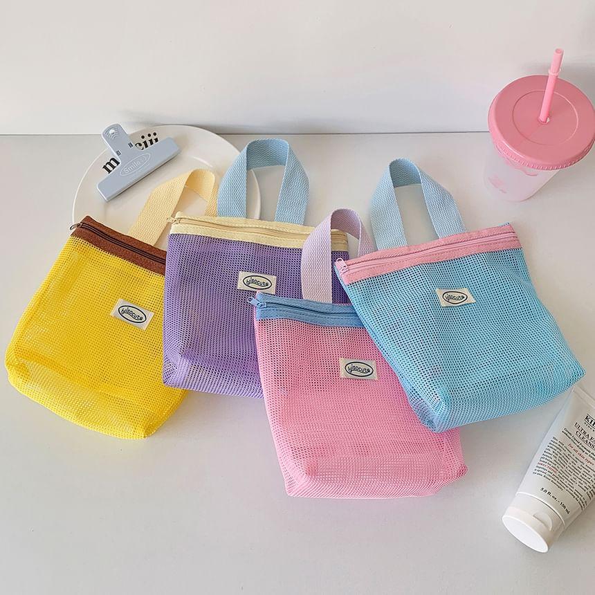 Applique Color Panel Mesh Toiletry Bag Product Image