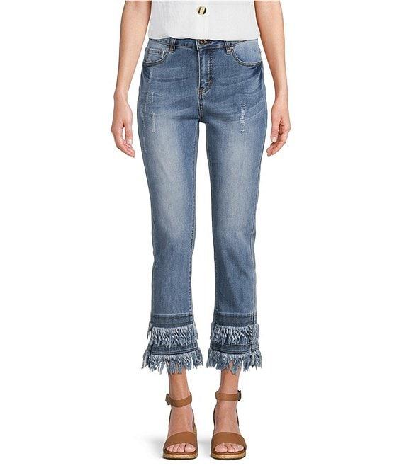John Mark Straight Leg 5-Pocket Fringe Hem Crop Jeans Product Image