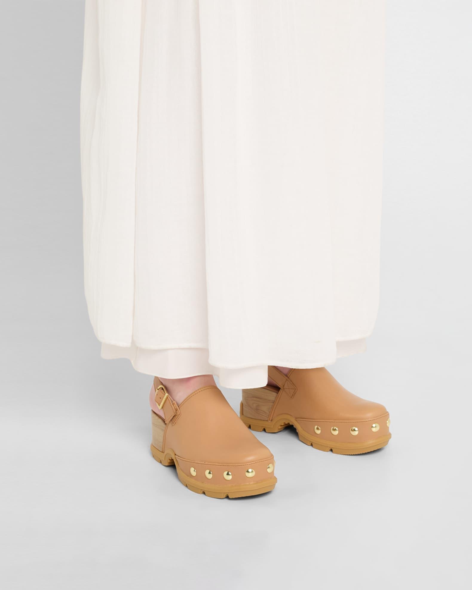 Roman Leather Slingback Platform Clogs Product Image