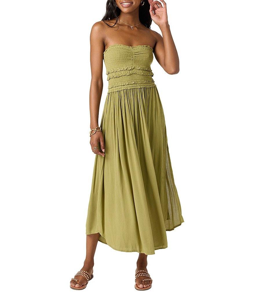 O'Neill Devyn Smocked Strapless Side Slit Midi Dress Product Image