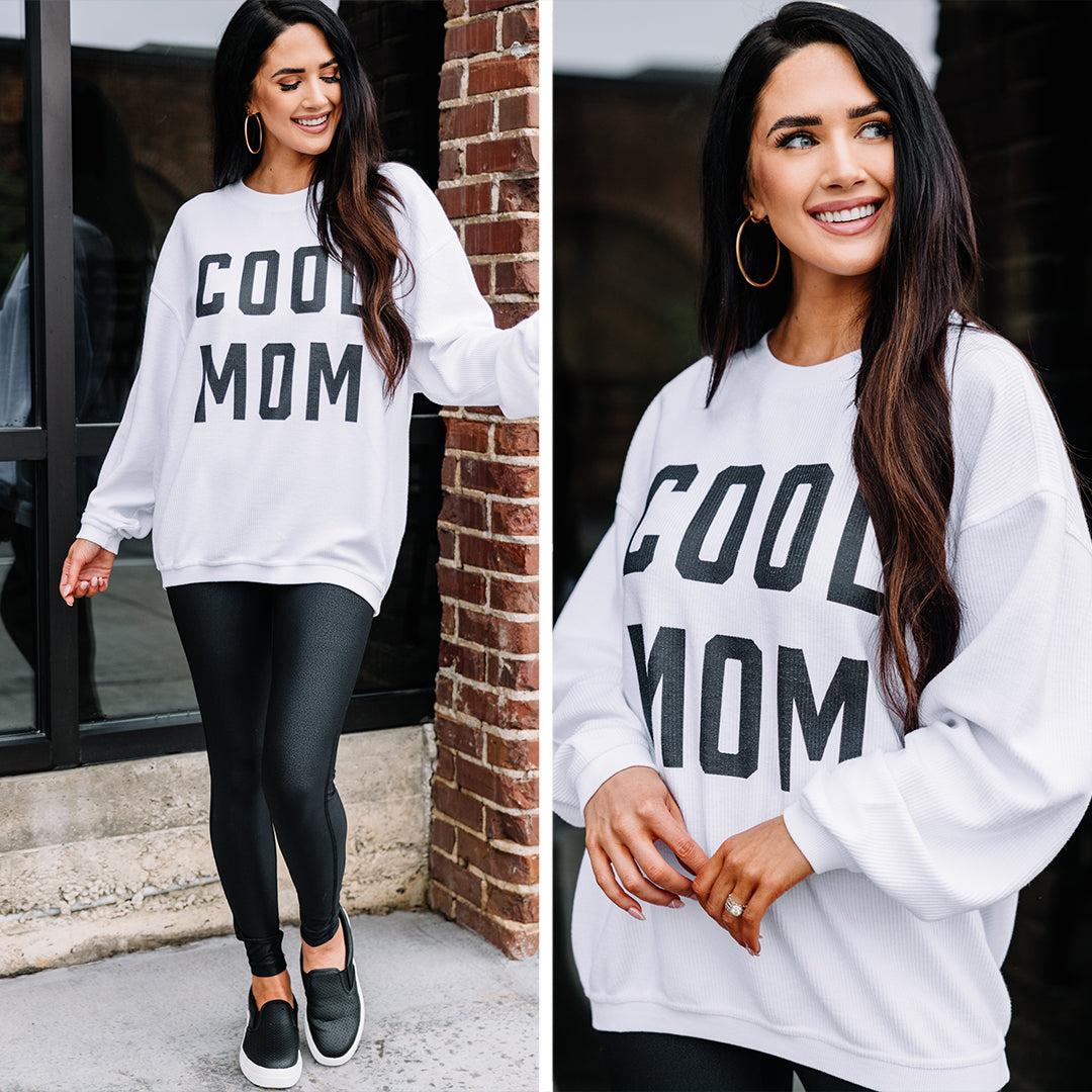 Cool Mom White Corded Graphic Sweatshirt Female Product Image
