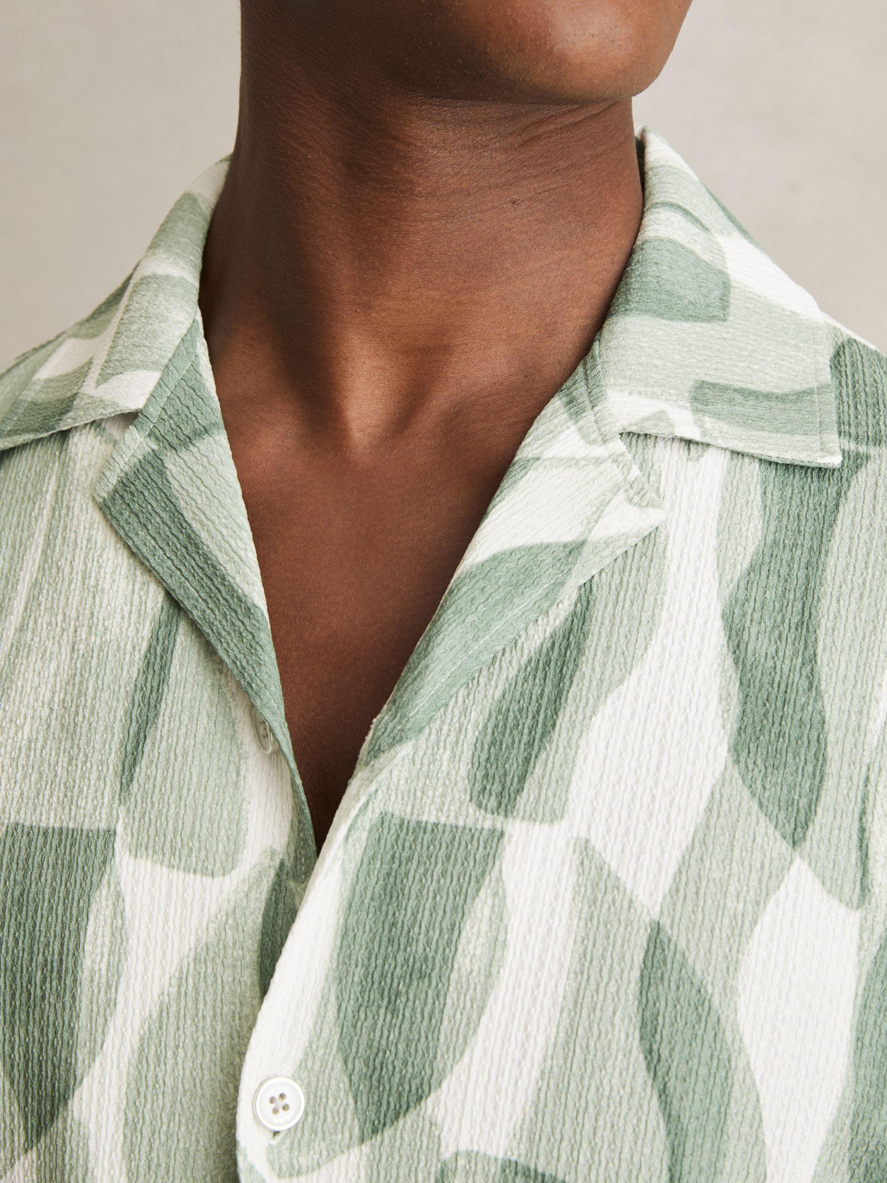 Printed Textured Cuban-Collar Shirt in Sage Green Product Image