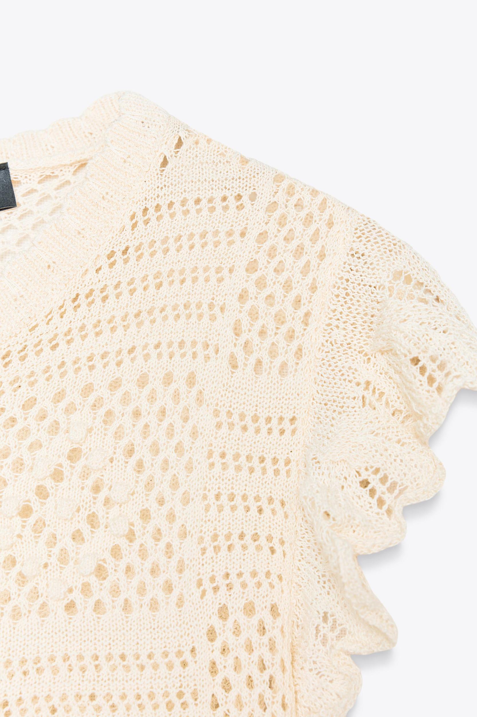 POINTELLE RUFFLED CARDIGAN Product Image