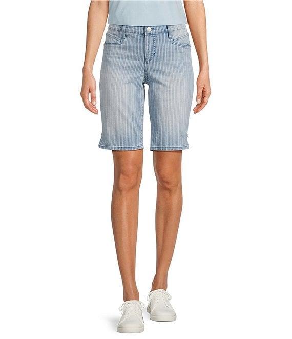 Code Bleu Chelsea Stretch Denim Stripe Print High Rise Bermuda Shorts Product Image