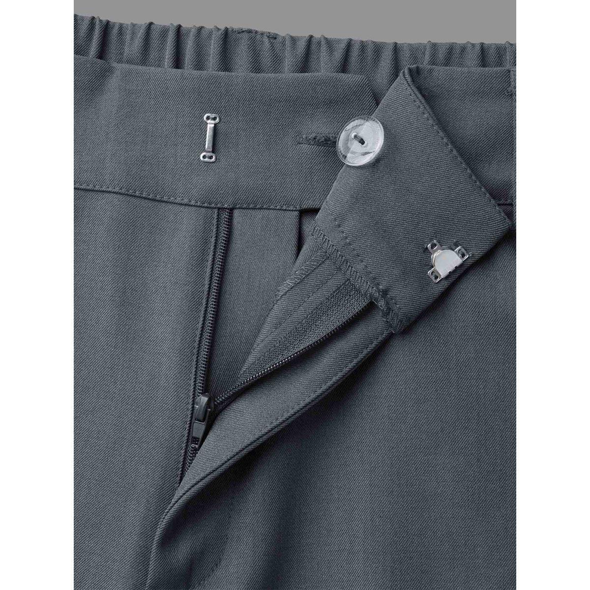 Plus Size Stretchy-Waist Roll Hem Pants Women DimGray Workwear Essentials Bootcut Mid Rise Work Pants BloomChic 18-20/2X Product Image