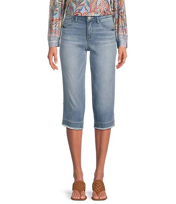 Democracy #double;Ab#double;solution Stretch Straight-Leg Fray Hem Skimmer Capri Jeans Product Image
