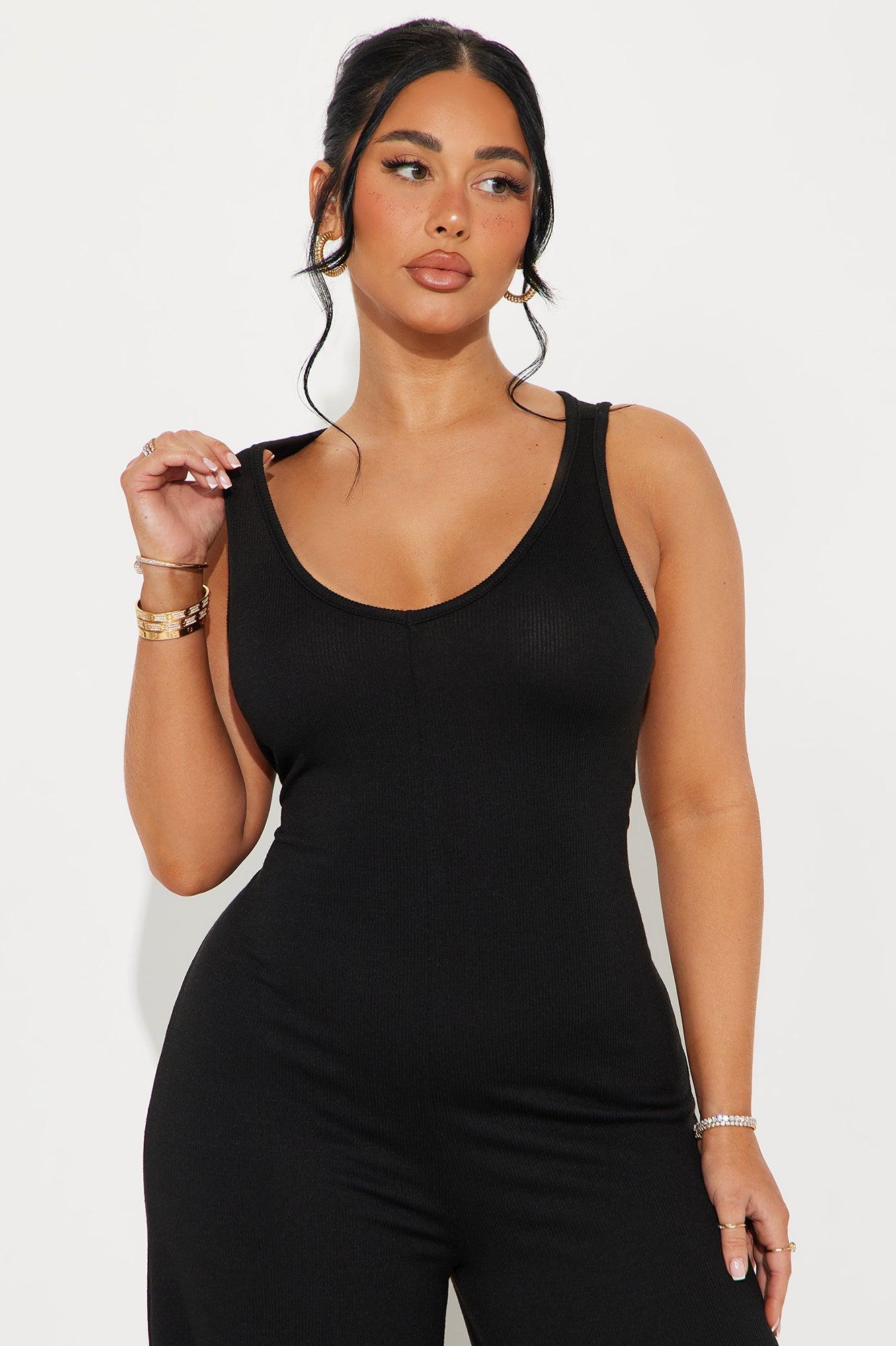 Making My Way Ribbed Jumpsuit - Black Product Image