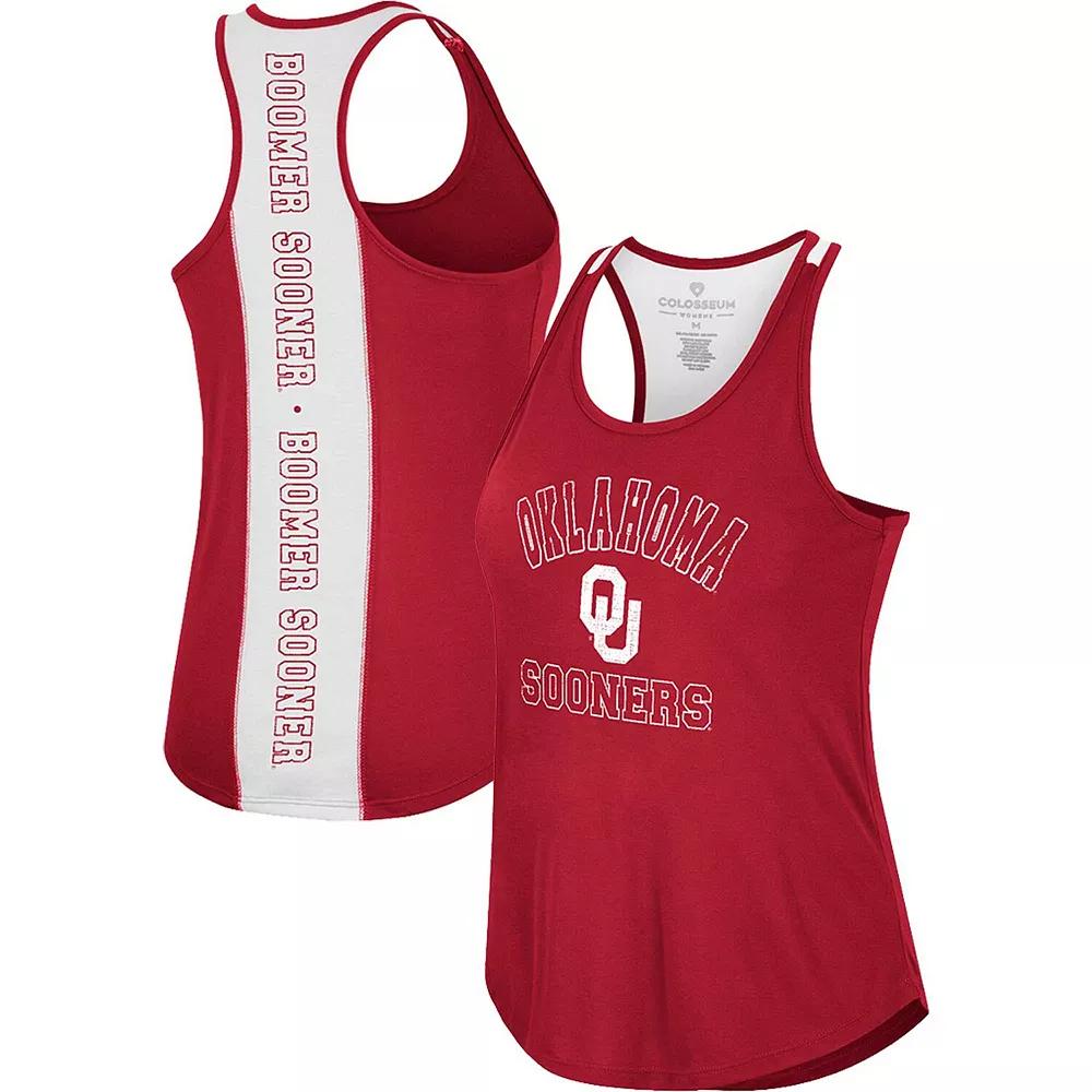 Women's Colosseum Crimson Oklahoma Sooners 10 Days Racerback Scoop Neck Tank Top, Size: 2XL, Red Product Image